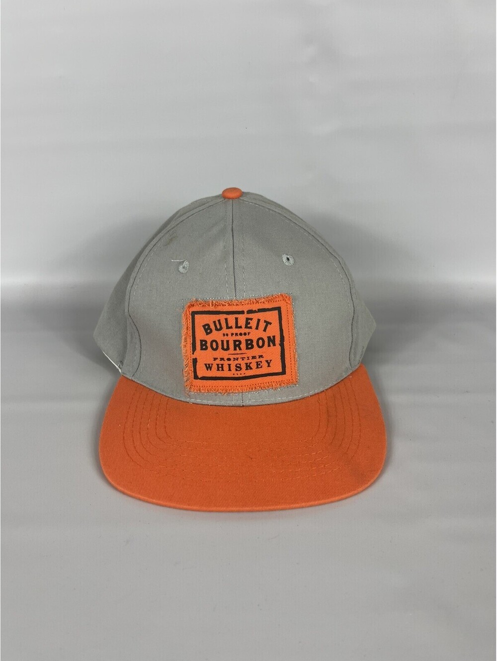 BULLEIT BOURBON WHISKEY Adjustable Hat / Baseball Cap, Gray / Orange
